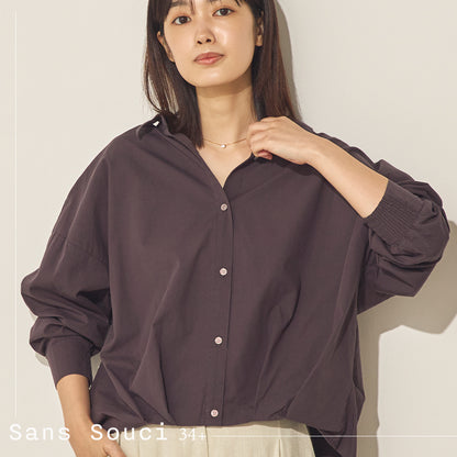 製品洗いブロード裾タックコクーンシャツ[31201-4136]