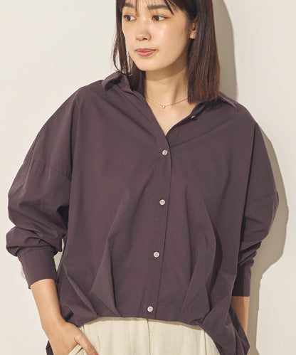 製品洗いブロード裾タックコクーンシャツ[31201-4136]