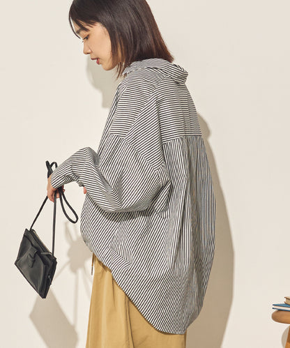 製品洗いブロード裾タックコクーンシャツ[31201-4136]