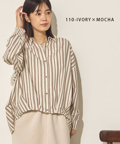 製品洗いブロード裾タックコクーンシャツ[31201-4136]