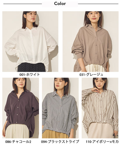 製品洗いブロード裾タックコクーンシャツ[31201-4136]