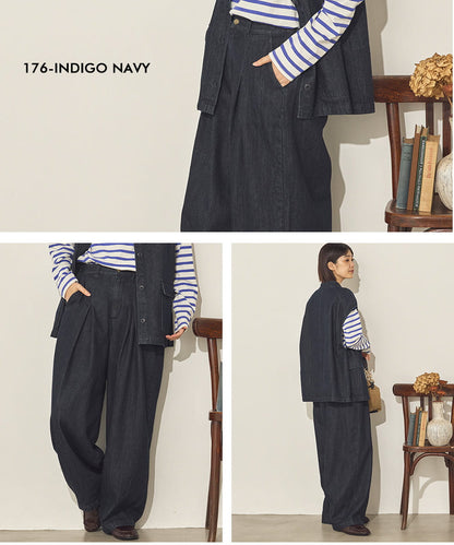 ダンプ＆デニムフロントタックカーブパンツ[31209-1126]