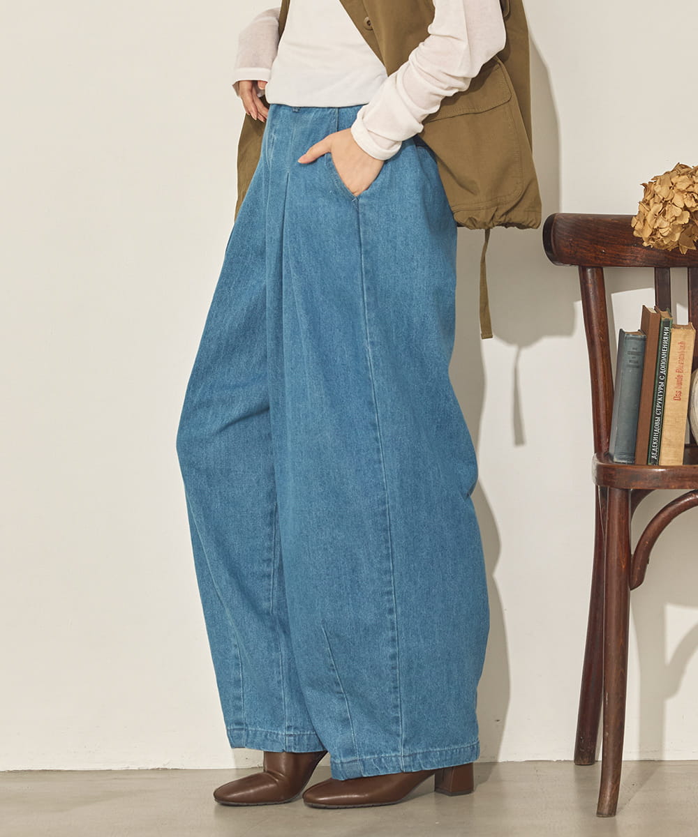 ダンプ＆デニムフロントタックカーブパンツ[31209-1126]