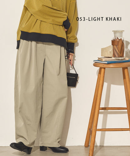 撥水シワ加工 ストレッチタックワイドコクーンパンツ[31211-1136]