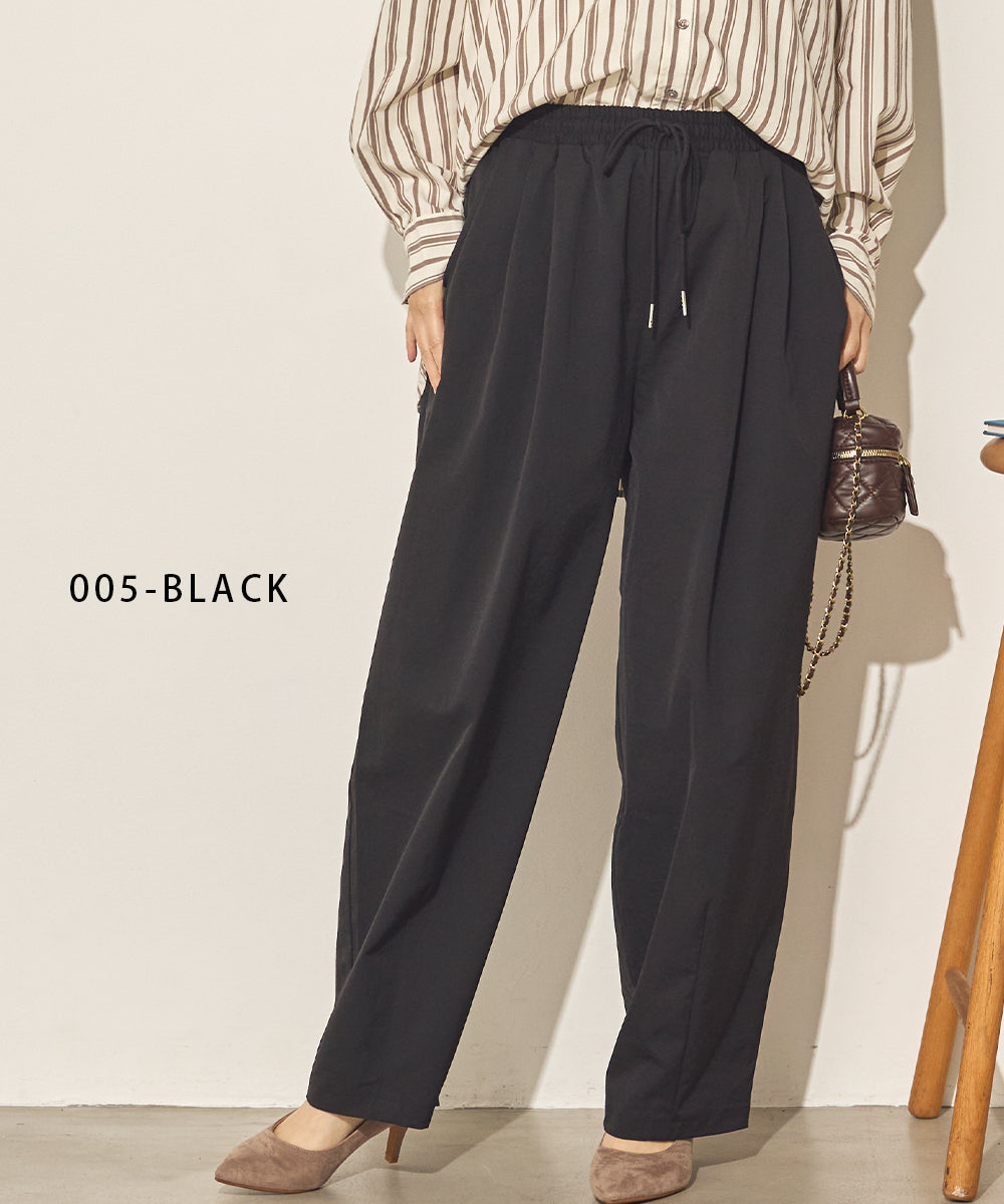 撥水シワ加工 ストレッチタックワイドコクーンパンツ[31211-1136]