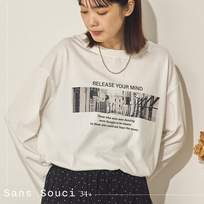 コットンフォトプリント長袖Tシャツ[31226-6136]