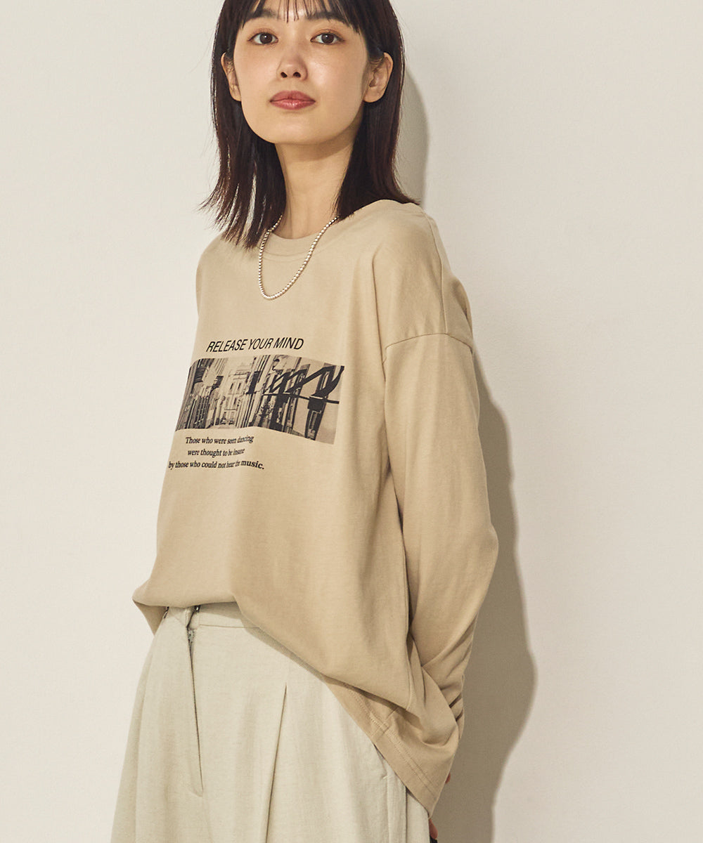 コットンフォトプリント長袖Tシャツ[31226-6136]
