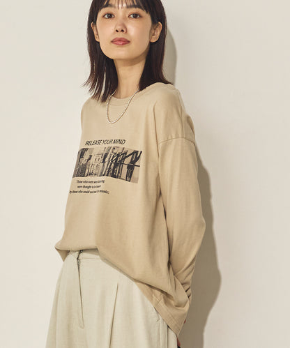 コットンフォトプリント長袖Tシャツ[31226-6136]