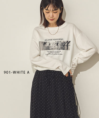 コットンフォトプリント長袖Tシャツ[31226-6136]