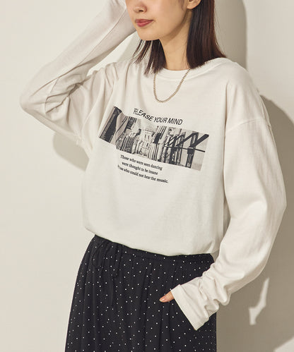 コットンフォトプリント長袖Tシャツ[31226-6136]
