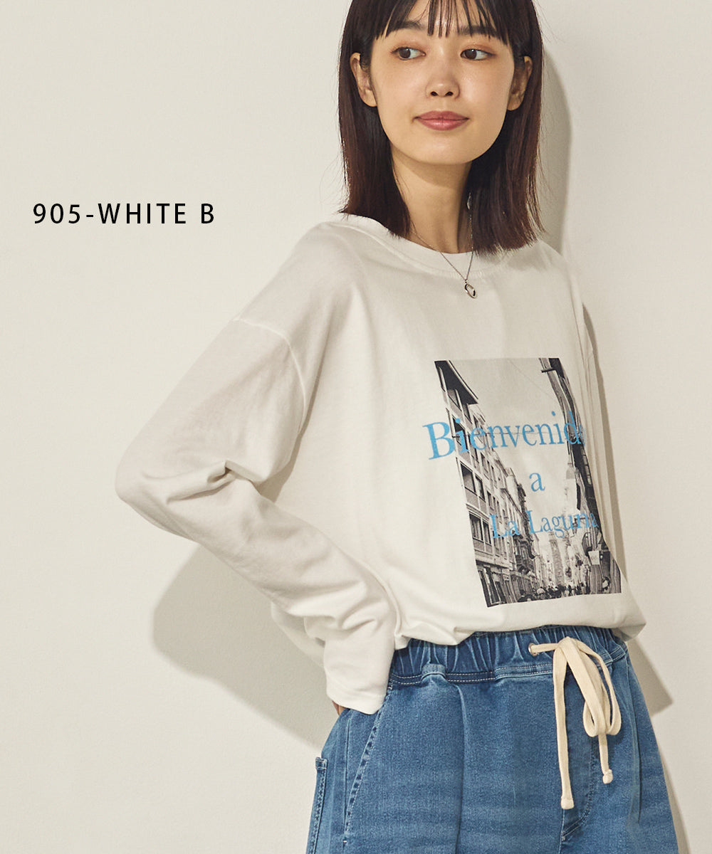 コットンフォトプリント長袖Tシャツ[31226-6136]