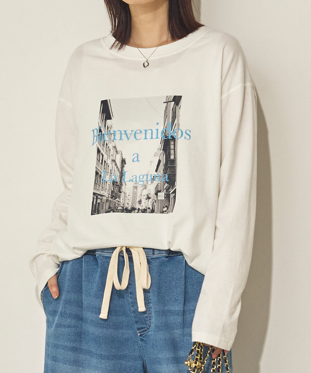 コットンフォトプリント長袖Tシャツ[31226-6136]