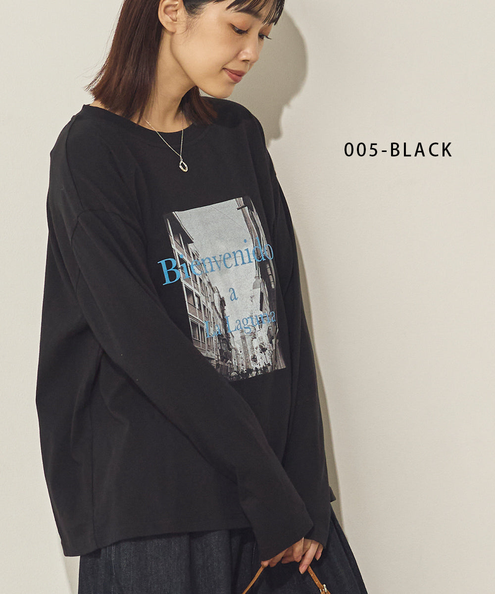 コットンフォトプリント長袖Tシャツ[31226-6136]