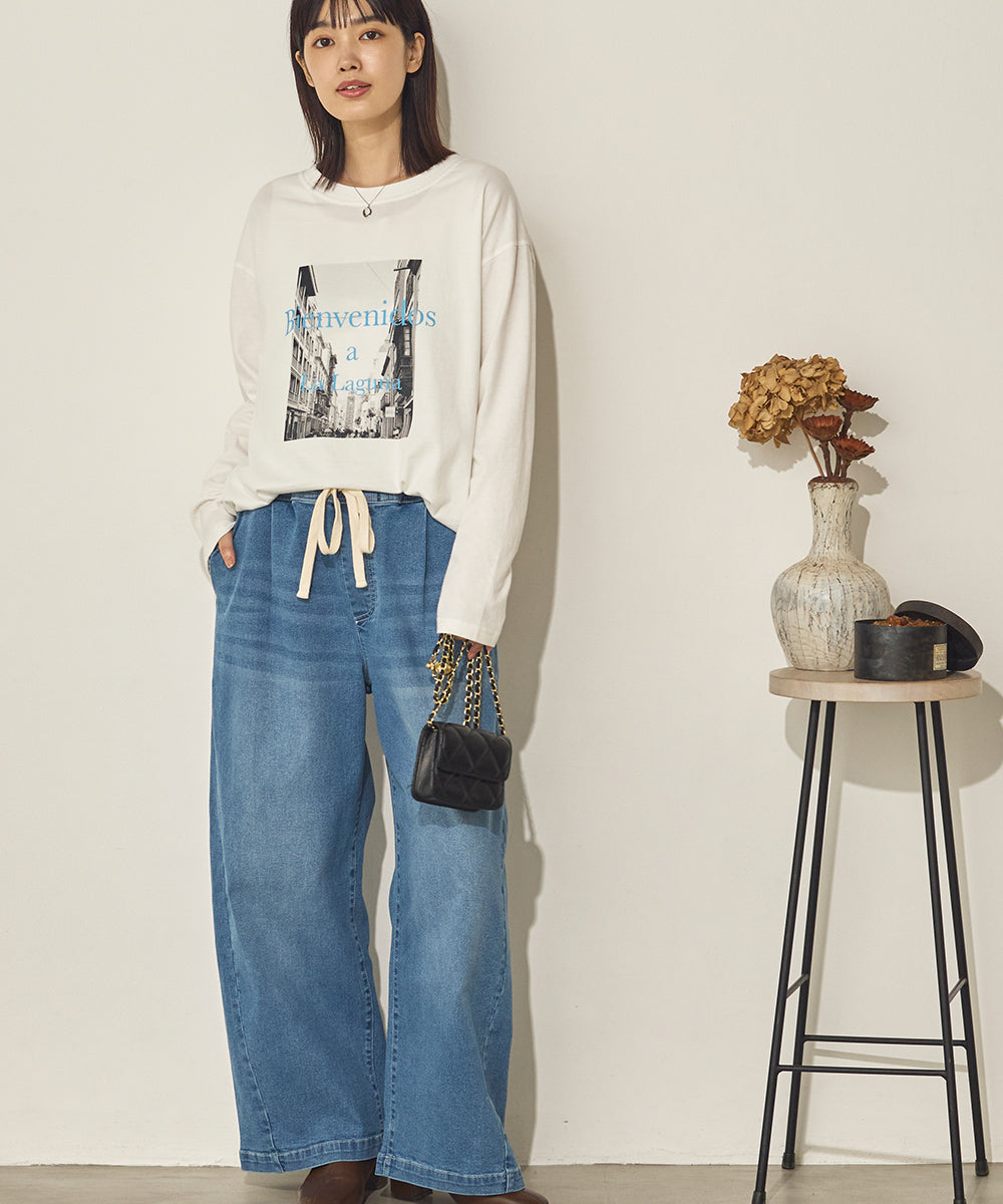 コットンフォトプリント長袖Tシャツ[31226-6136]