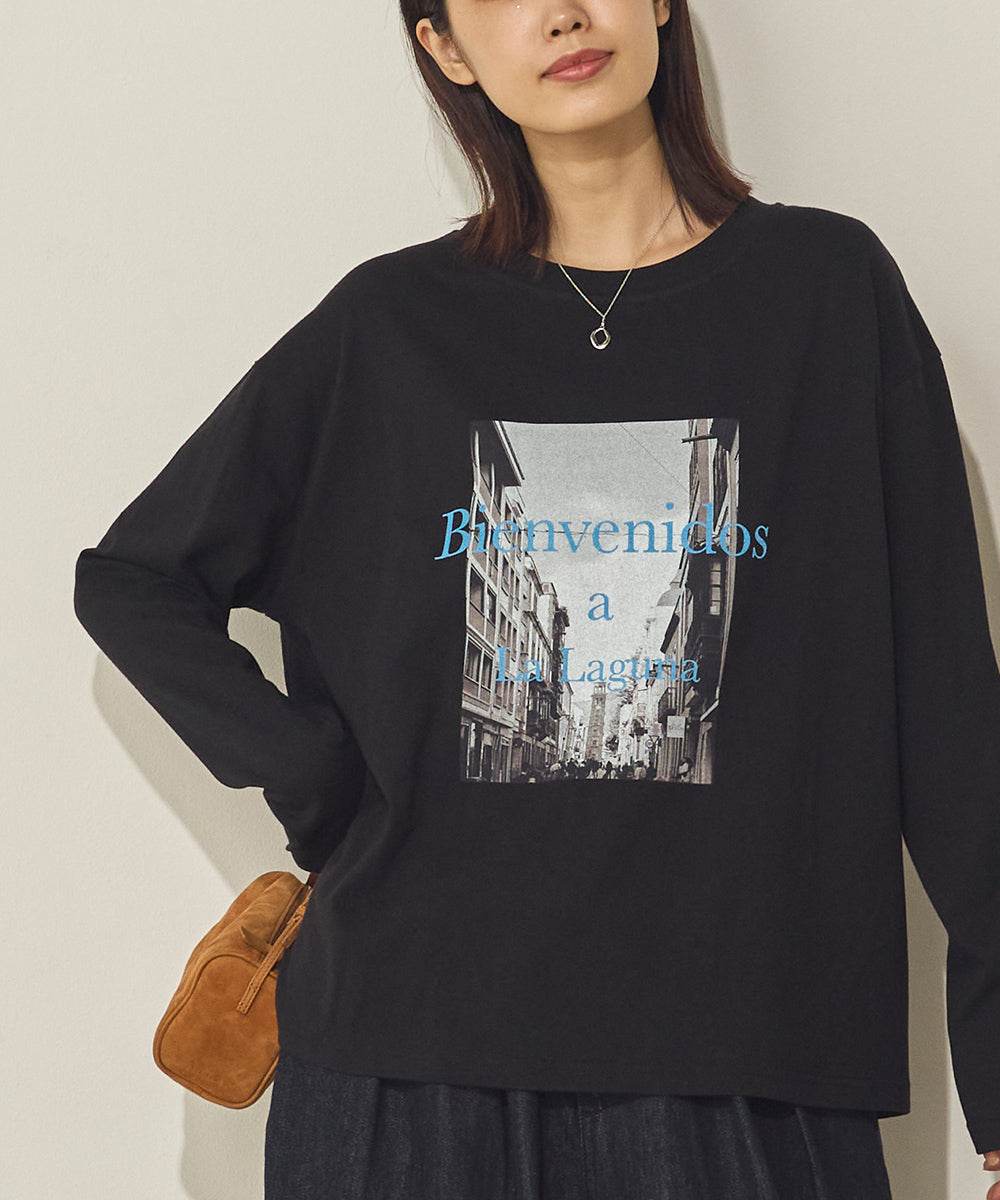 コットンフォトプリント長袖Tシャツ[31226-6136]