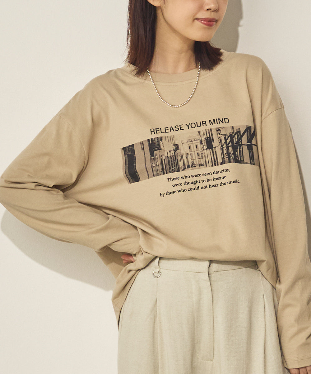コットンフォトプリント長袖Tシャツ[31226-6136]