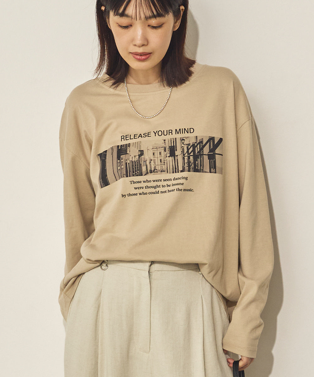 コットンフォトプリント長袖Tシャツ[31226-6136]