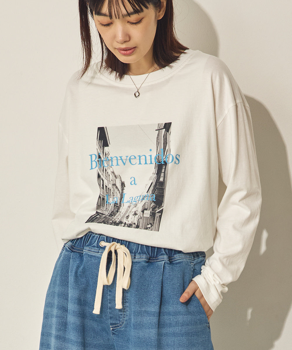 コットンフォトプリント長袖Tシャツ[31226-6136]