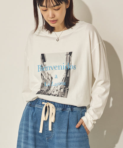 コットンフォトプリント長袖Tシャツ[31226-6136]