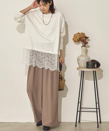 コットン裾レースプルオーバー[31227-6136]