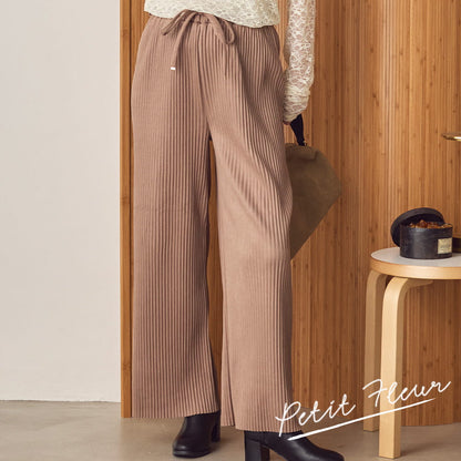 【Petit Fleur】ポンチスエード細プリーツパンツ[85306004]