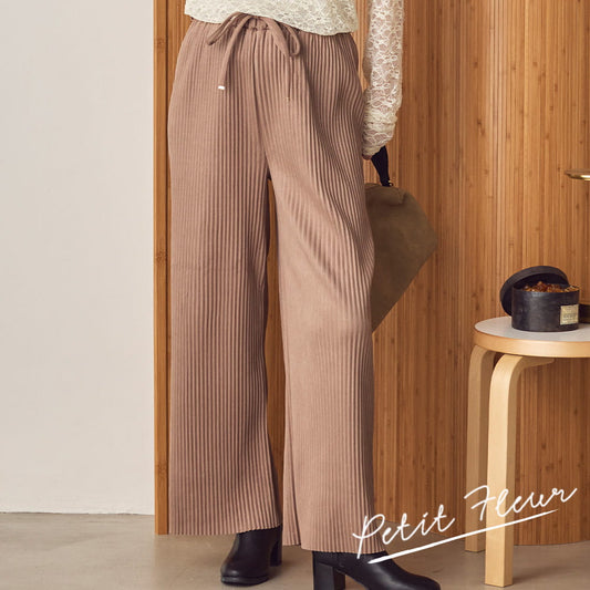 【Petit Fleur】ポンチスエード細プリーツパンツ[85306004]