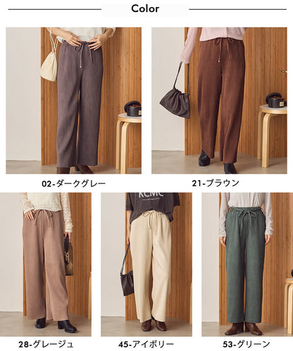 【Petit Fleur】ポンチスエード細プリーツパンツ[85306004]