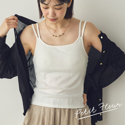 【Petit Fleur】接触冷感・吸水速乾 カップ付きダブルストラップキャミソール[86101016]