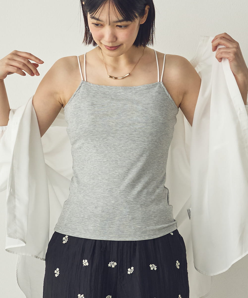 【Petit Fleur】接触冷感・吸水速乾 カップ付きダブルストラップキャミソール[86101016]