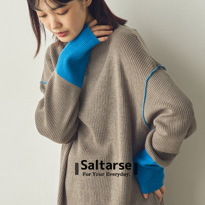 【Saltarse】バイカラーハイネックリブニット[DB-25035]