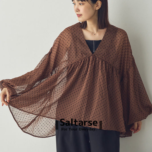 【Saltarse】シアーフロッキードットブラウス[SH-0702]