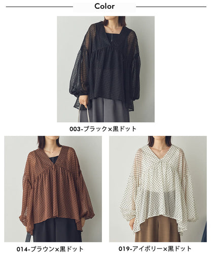 【Saltarse】シアーフロッキードットブラウス[SH-0702]