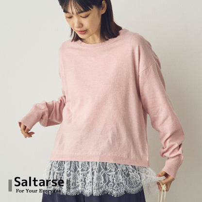 【Saltarse】裾レース付きニットトップス[Z-80001]